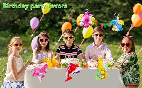 Miniatura 4 de 50 paquetes a granel de pulpo, peces, delfines, tortugas, tiburones, ballenas, mini llavero para la ansiedad, para niños y niñas, regalos de fiesta