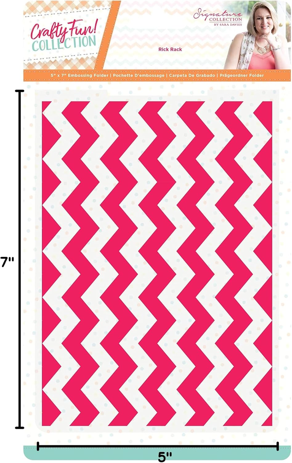 Sara Signature Crafty Fun-5" x 7" Embossing Folder-Rick Rack, 5-inch x 7-inch, Transparent
