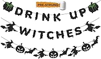 Vista 1 de KOKAR Decoraciones de Halloween: pancarta de brujas y guirnalda de murciélagos con bruja, calabaza para decoración de Halloween, decoración de bruja