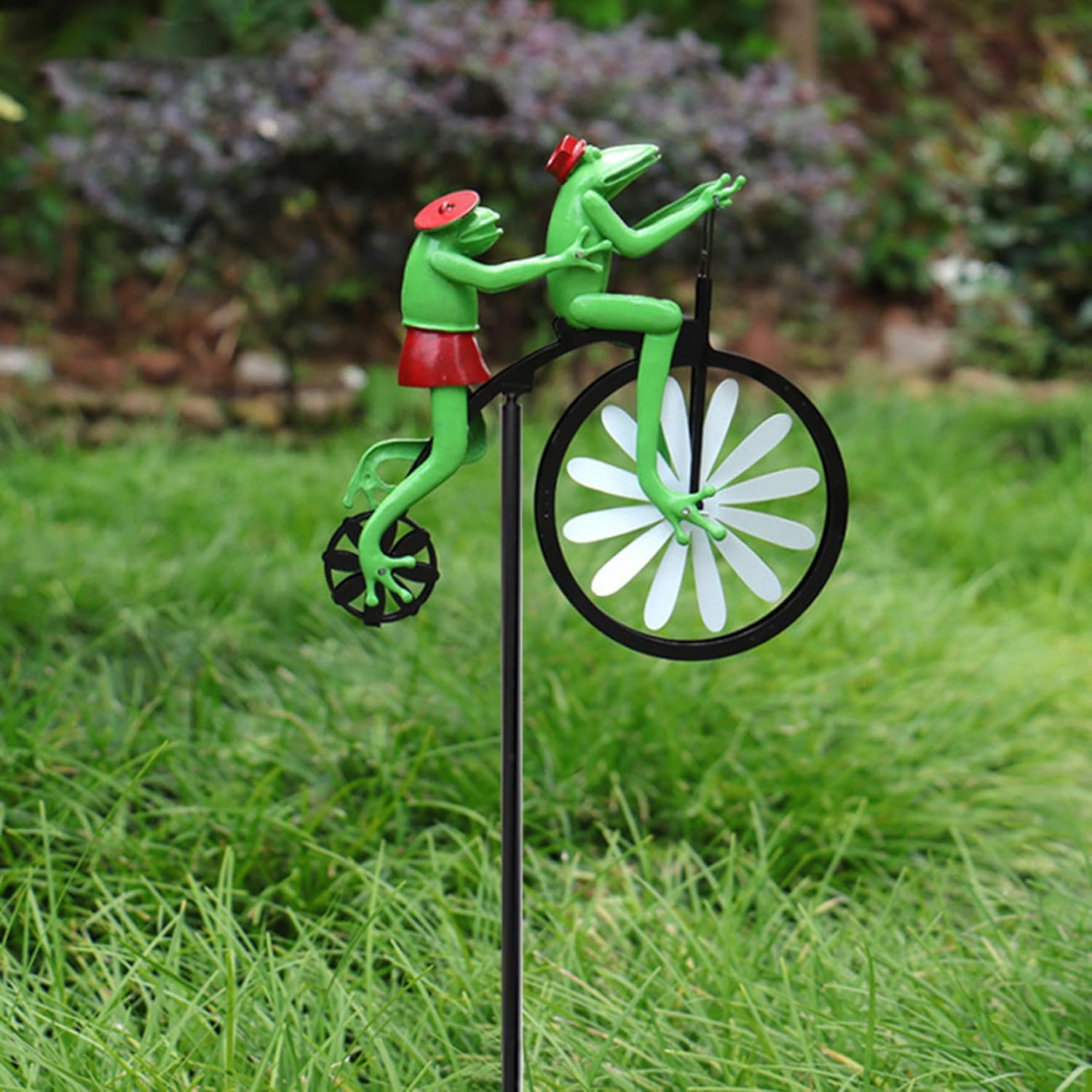 Pinwheels for Yard and Garden Vintage Bicycle Metal Wind Spinner for Garden Cute Animal On Bike Spinner Garden Windmill Ornament