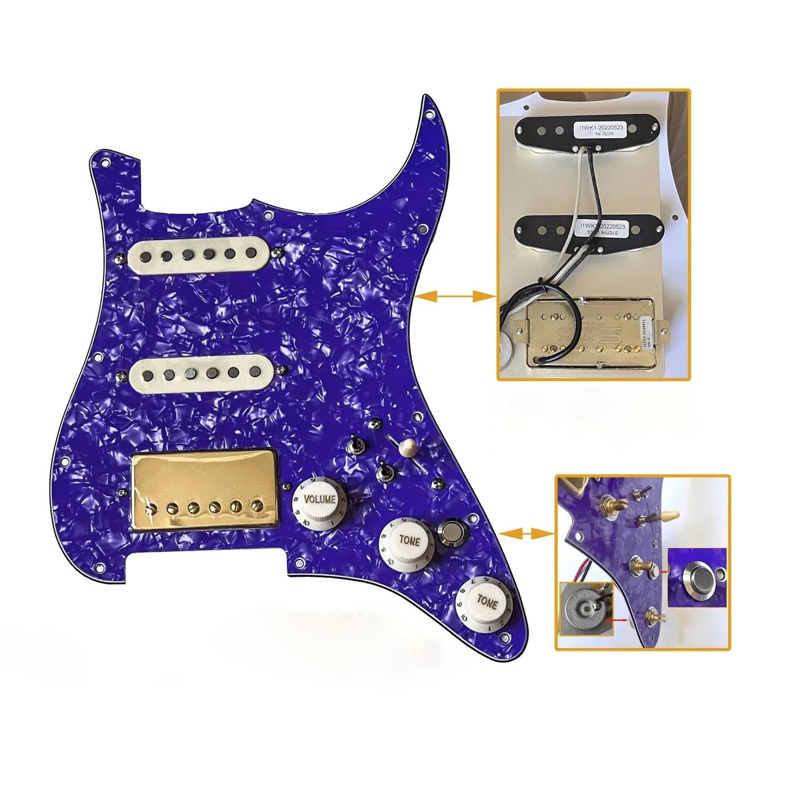 Principiante Golpeador Pastilla SSH-Juego De Golpeador ST Para Guitarra Precableada Pastillas Humbucker Alnico 5 Interruptor De Apagado División De Bobina Para Guitarras FD ST