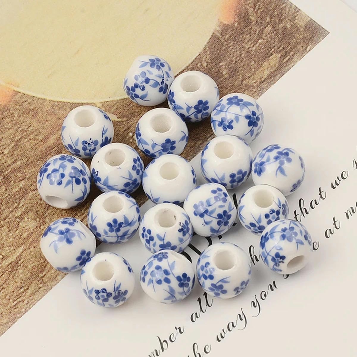 100 Perline In Porcellana Cinese 8 Mm - Rotonde, Sfuse, Per Bracciali E Collane Fai Da Te