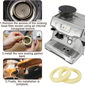 Coffee Machine Brew Group Head Seal Gasket, 54mm Silicone Steam Ring 2Pcs for Breville Espresso Machines 870/878/880/860/840/810/500 and Sage Barista Express 880/878/875