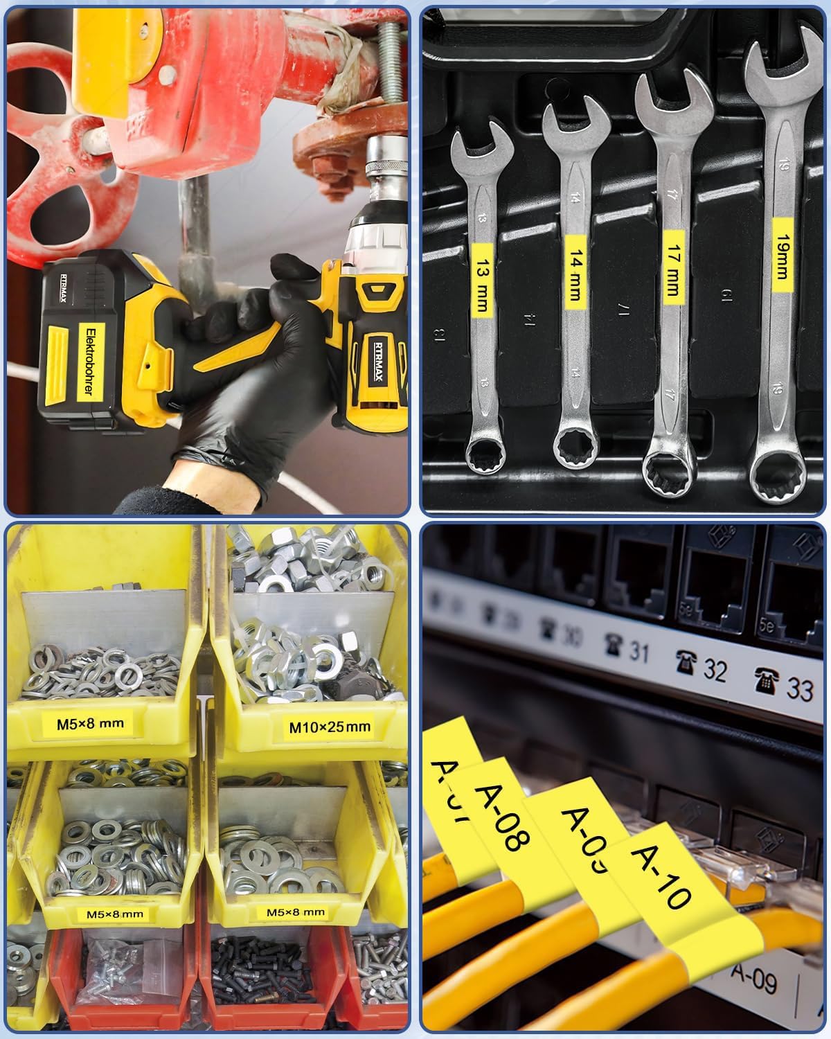 Cruxer 40-Pack Ersatz für Dymo Rhino IND 18432 Schwarz auf Orange 12 mm | 5,5 m IND Vinyl Etiketten, Kompatibel mit Dymo Rhino 1000 3000 5000 5200 4200 6000 6500 ILP219 3M PL150 Etikettendrucker