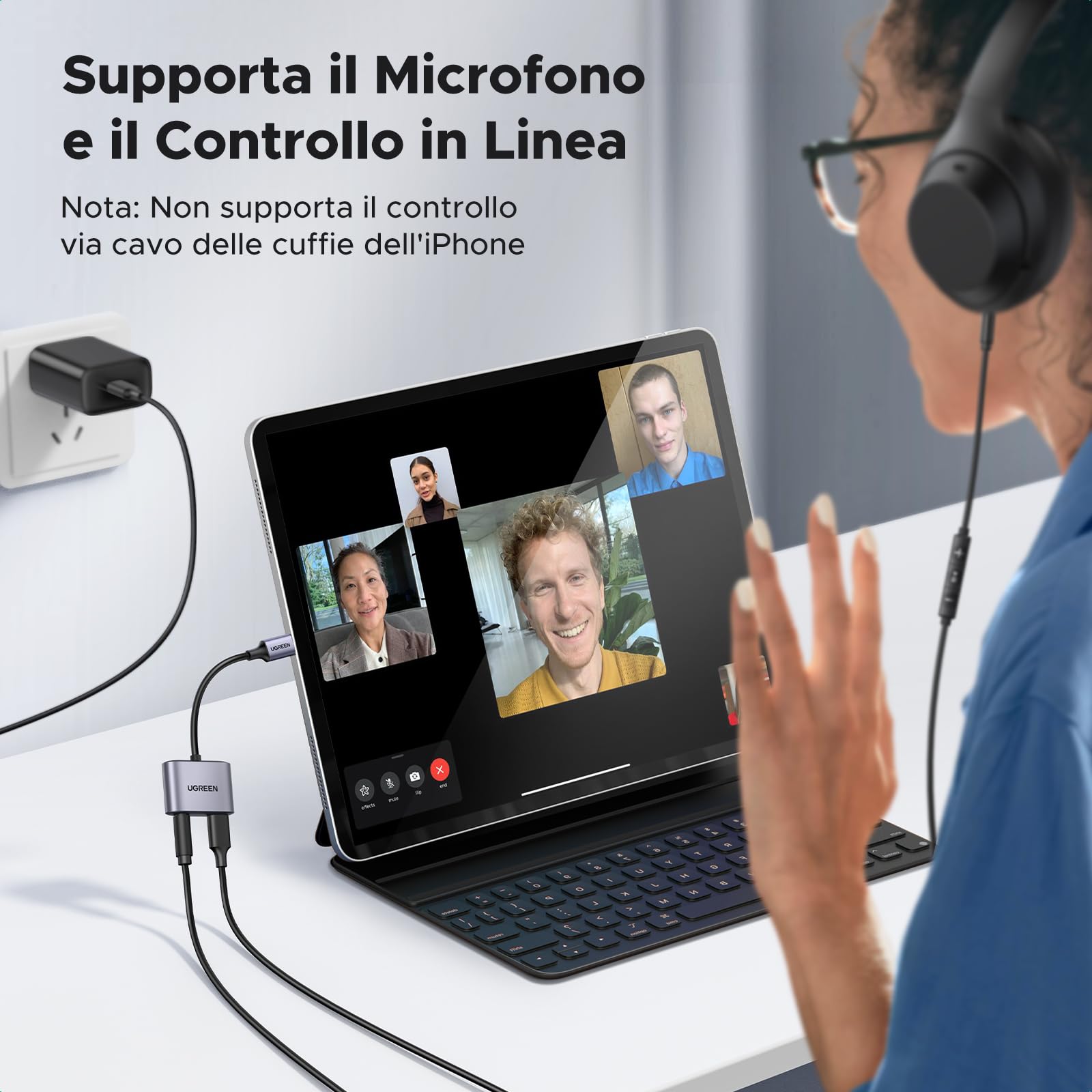 UGREEN Adattatore USB C a Jack 3,5 mm Ricarica Rapida PD 30W Chip DAC per Cuffie Tipo C