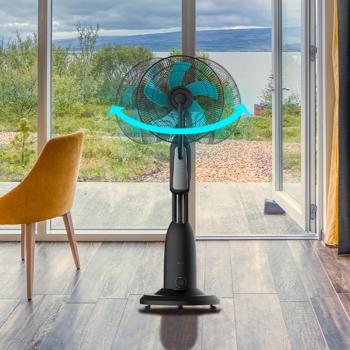 Cecotec - Ventilateur Nébuliseur EnergySilence 490 Freshessence - 90 W, Diamètre 40 cm, Capacité de 2,8 L, Oscillation Automatique et Télécommande, 3 Vitesses et 3 Modes, Minuterie Programmable