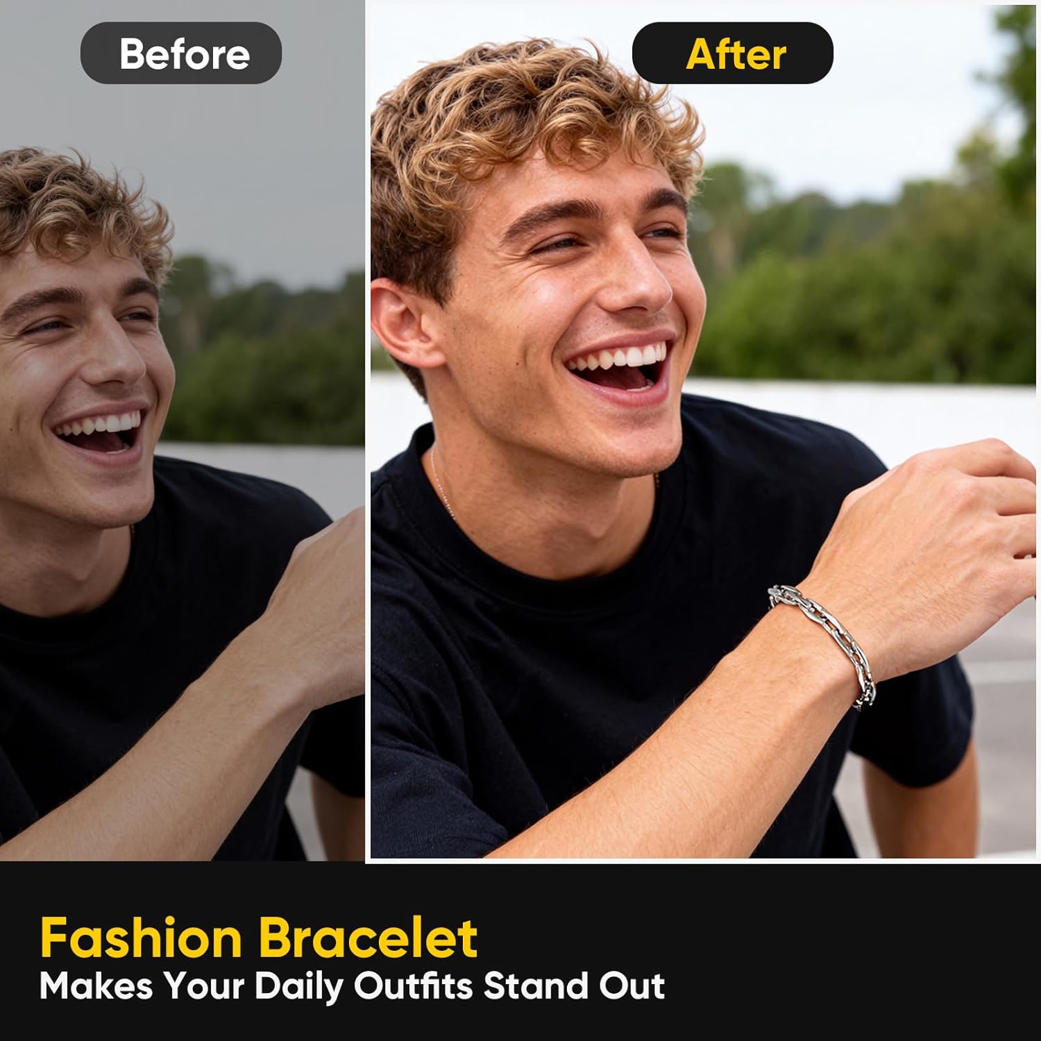 Link Chain Bracelet for Men : Silver Men's Paperclip Bracelets,Waterproof Stainless Steel Cable Link Handchain,Stacking Layered Hip Hop Jewelry,Unique Gift for Boyfriend,Husband,Son,Friends - Image 5