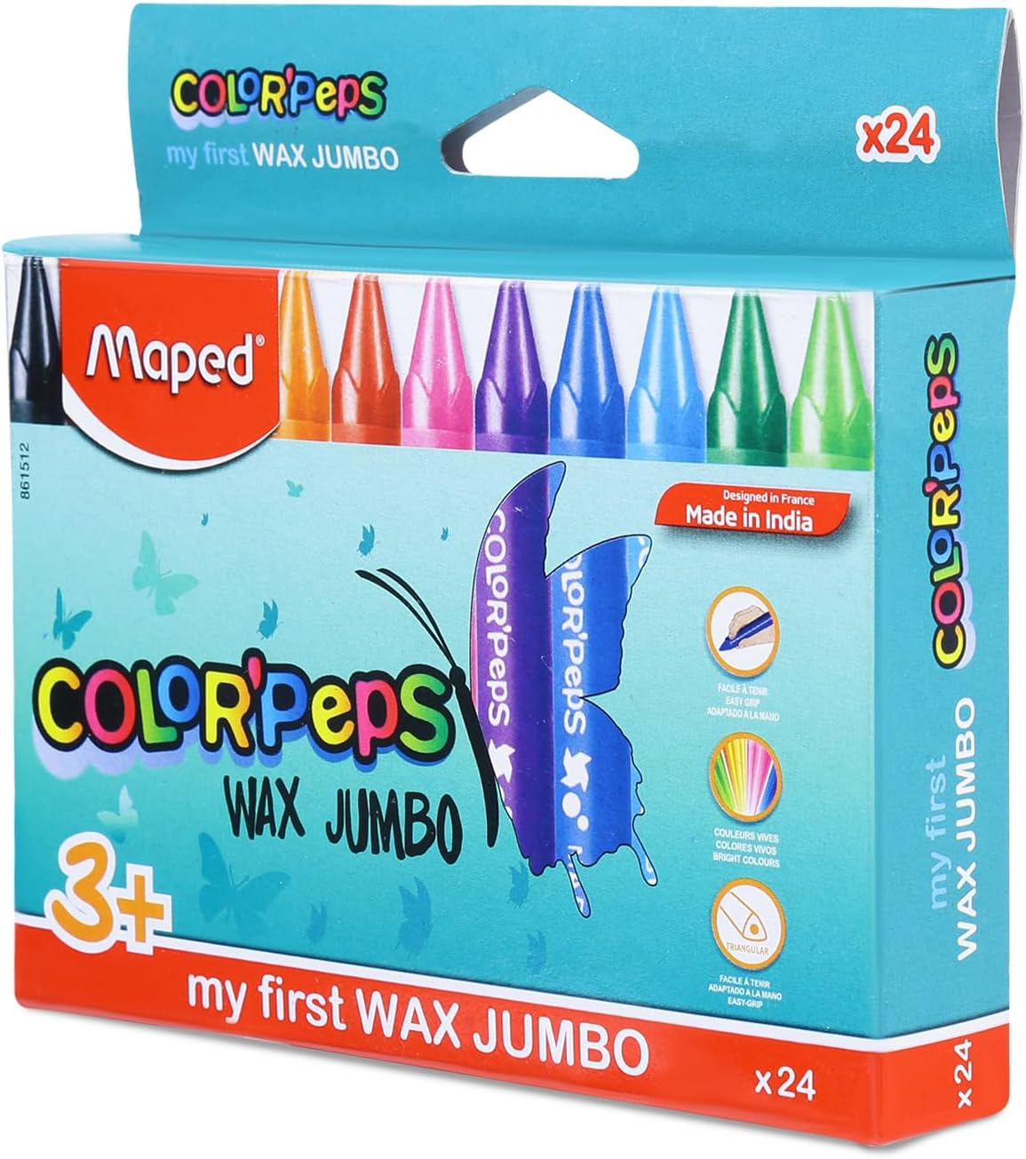 Maped Color'Peps Wax Jumbo Crayons Set - Pack of 24 Shades