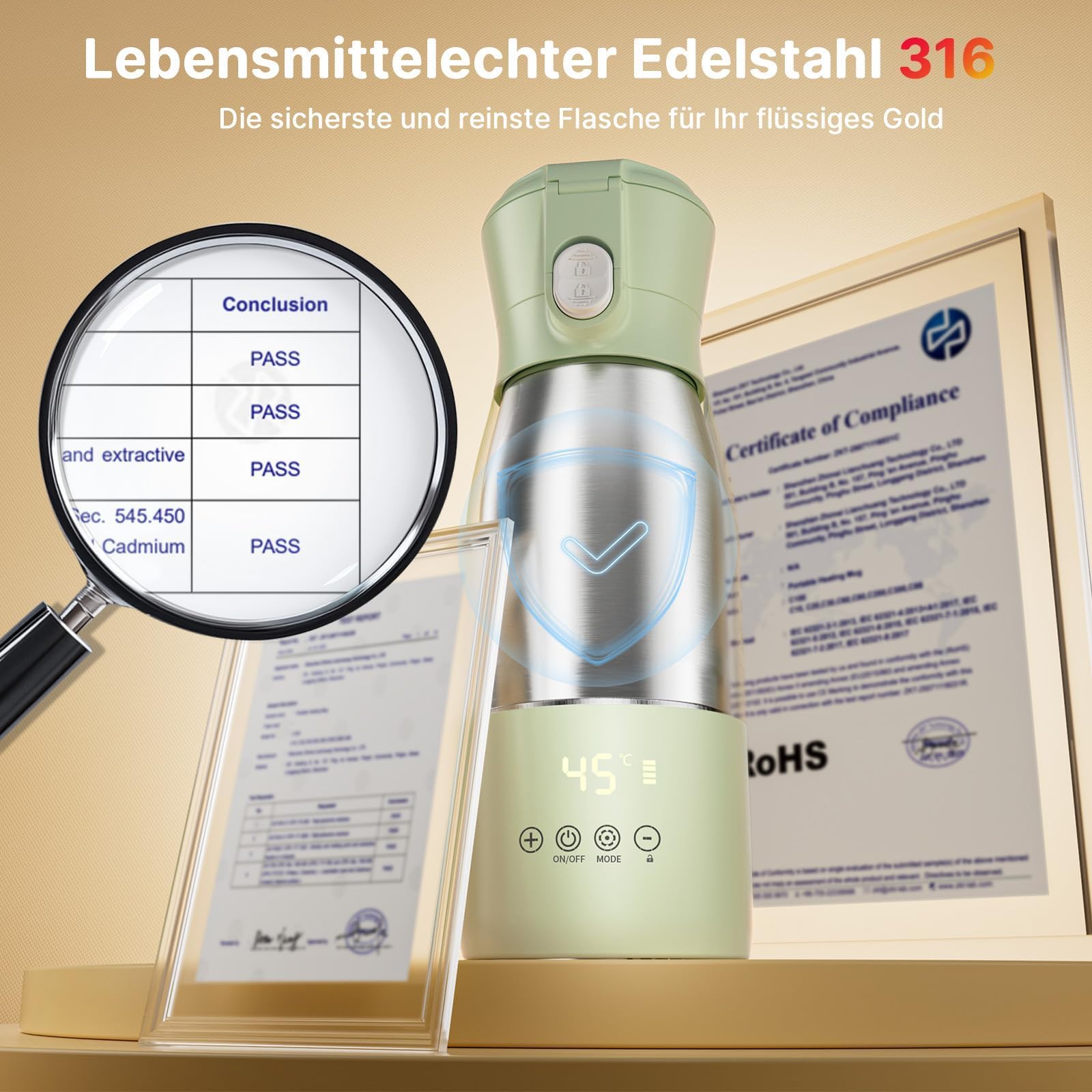 Scaldabiberon Portatile 500ml, JDZ Scalda Biberon Neonato Portatile