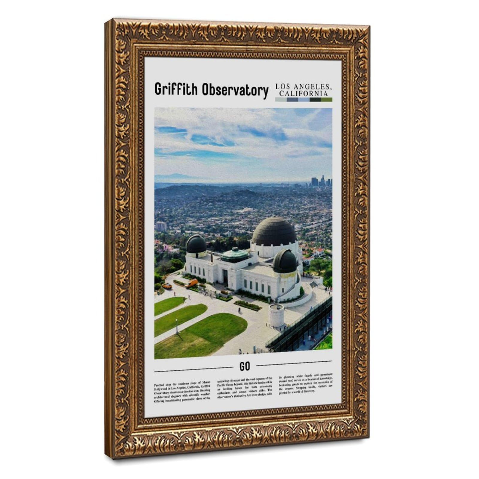Wcyb Retro Gold Frame Griffith Observatory Los Angeles California The United States Of America Scenery Travel Prints Posters Canvas Deco Paintings Wall Art For Office Hanga