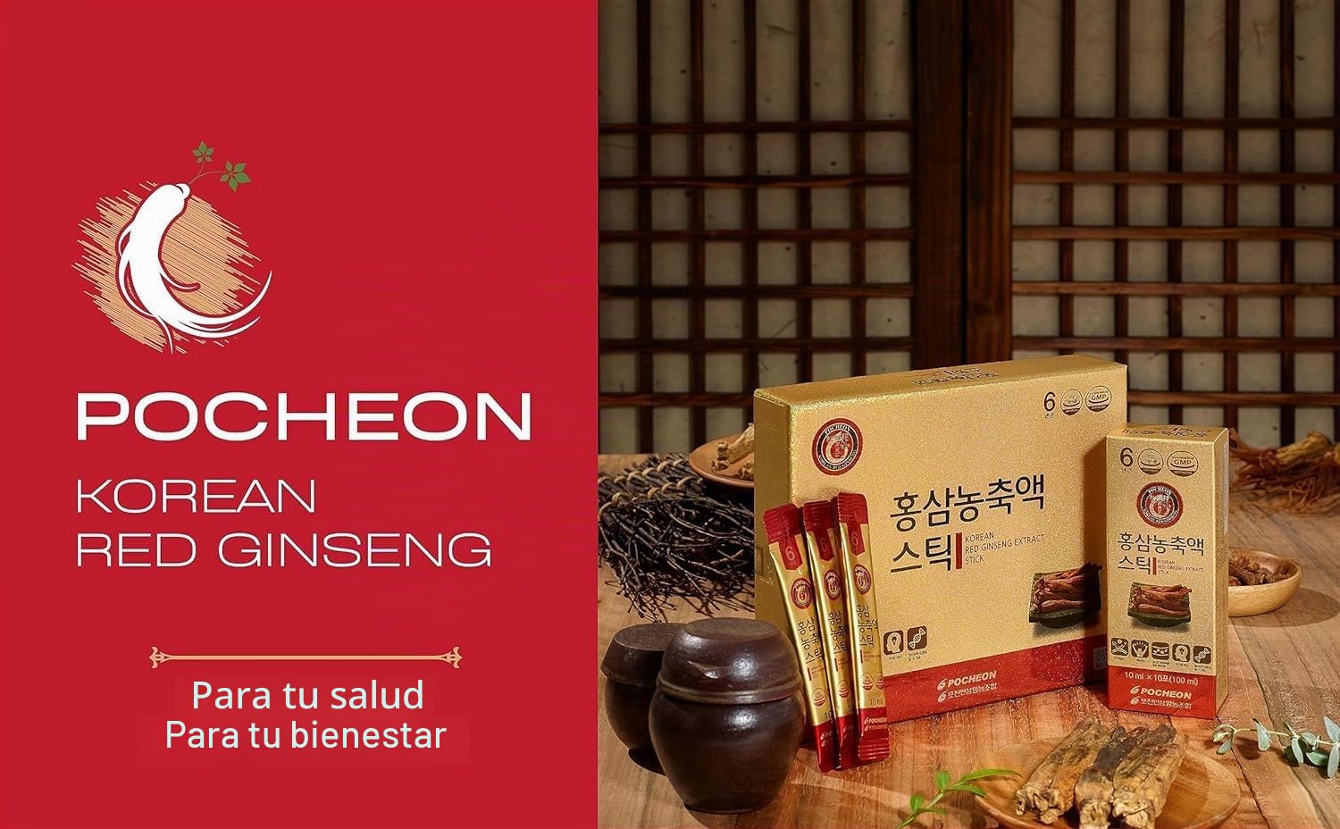 Pocheon Korean Red Ginseng Extracto, 30% de extracto de ginseng, paquetes individuales para servir – 30 varillas (10 ml x 30), soporte inmune natural, disponible como té