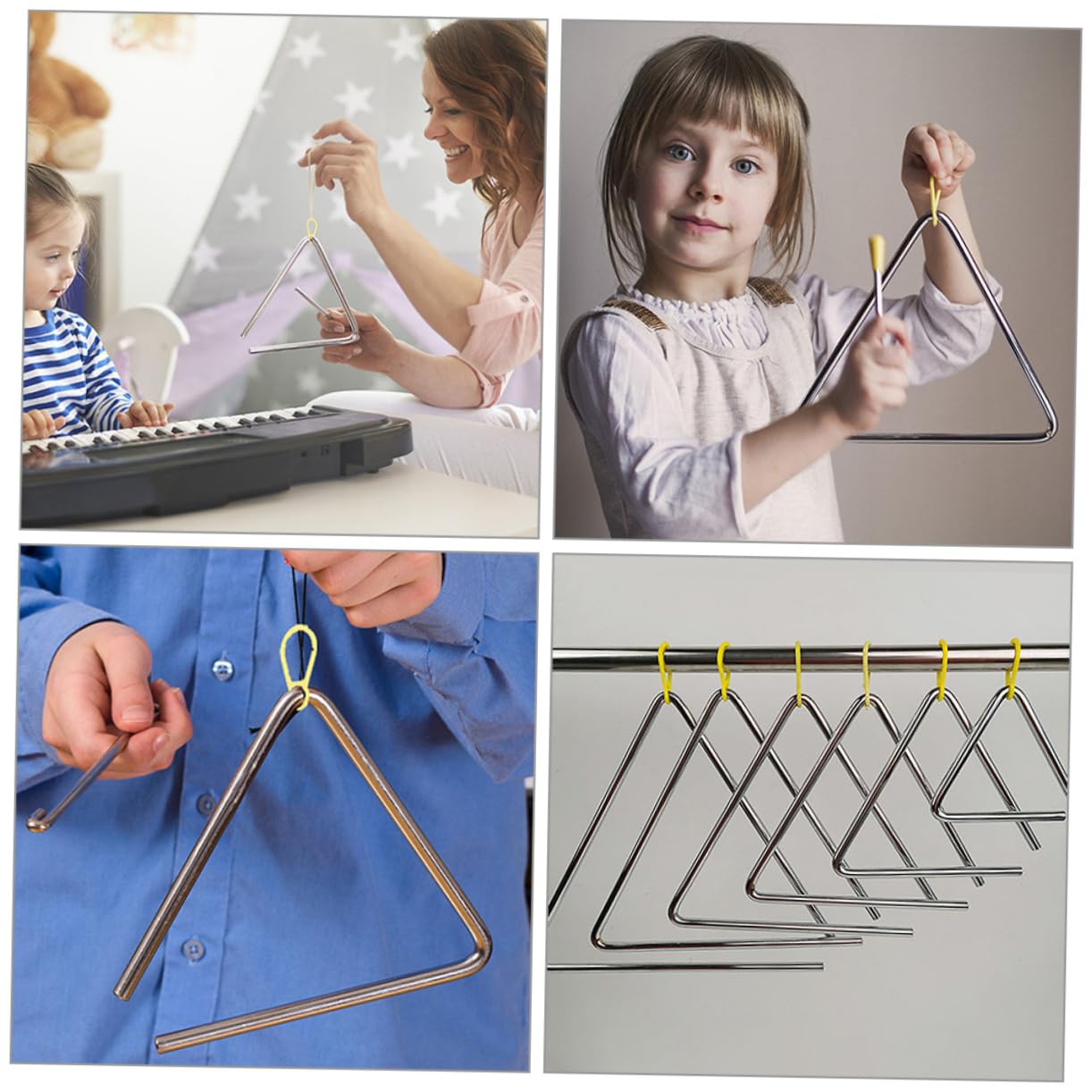 SUPVOX 5sets Triangolo Musicale in Metallo per Ragazzo Ragazza Strumento Percussione con Bacchetta Campana Facile da Suonare e Duratura
