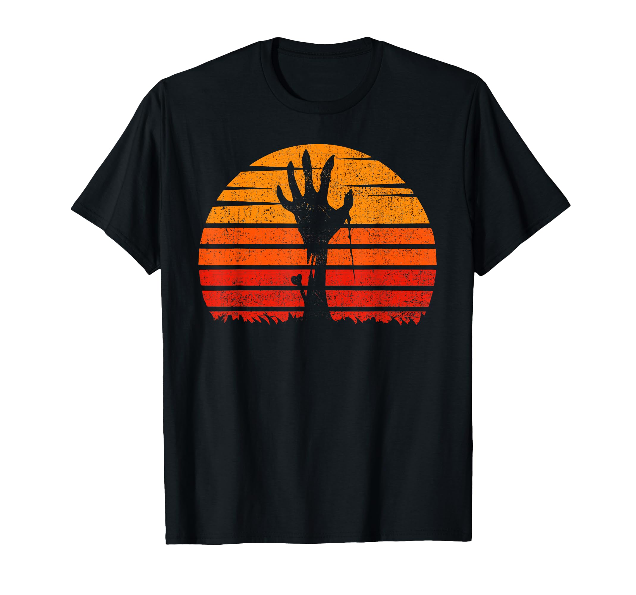 Vintage Retro Sunset Halloween Zombie Hand Scary Costume T-Shirt