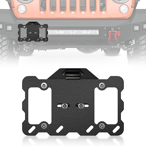 SUORTO - Marco universal para matrícula frontal con luz LED para el anillo en D de parachoques compatible con Jeep, Ford, Dodge, Chevy, GMC, Nissan,