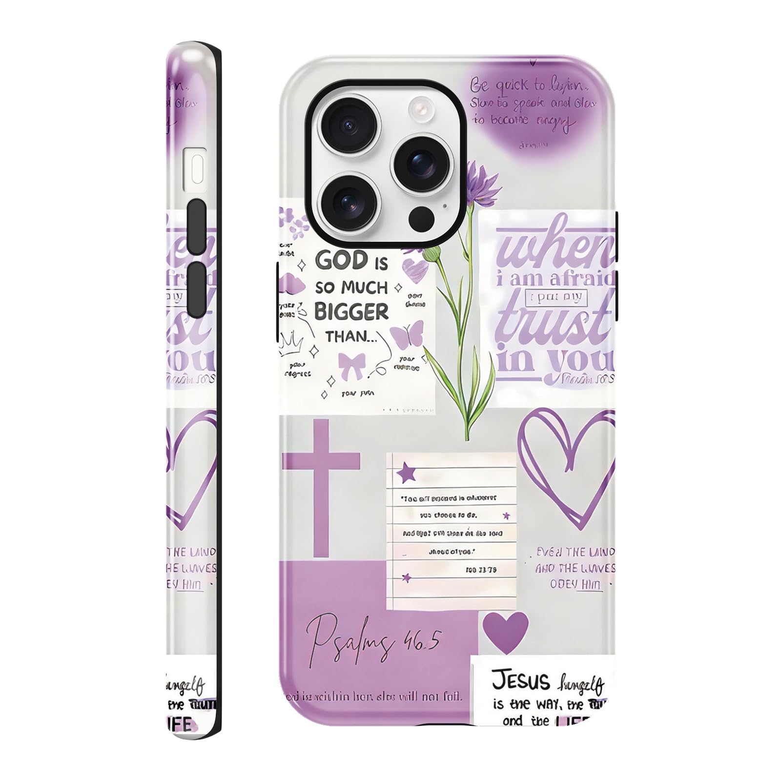 Coque chrétienne violette avec verset biblique inspirant pour iPhone 16 Pro Max - 8