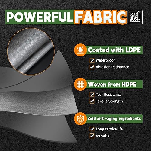 Miniatura 3 de Lonas - Lona resistente impermeable de 7 x 7 pies, 10 mil, multiusos, con ojales metálicos y bordes reforzados, lona plateadamarrón