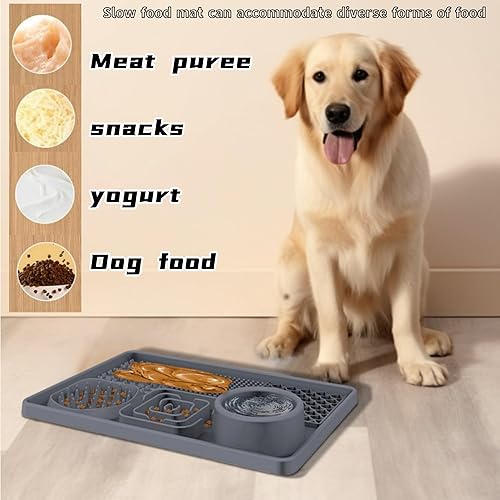 Miniatura 5 de Tapete para lamer de alimentación lenta para perros, 3 piezas de tapete para lamer para gatos y mascotas, suministros con raspador y cepillo, tapete