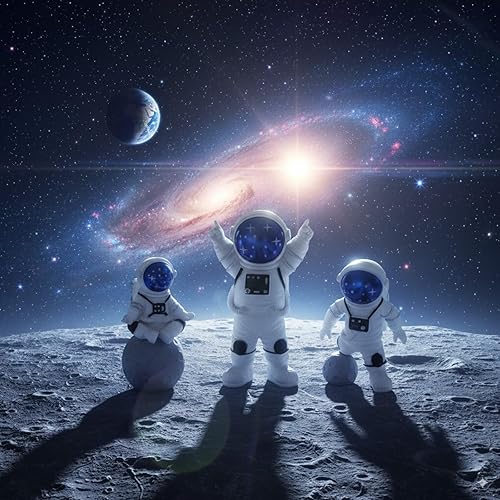 Miniatura 3 de LUOZZY 3Pcs Astronaut Figurines Cake Topper Outer Space Cake Decoration Spaceman Model Display Miniature Astronaut Toys Set (Star)
