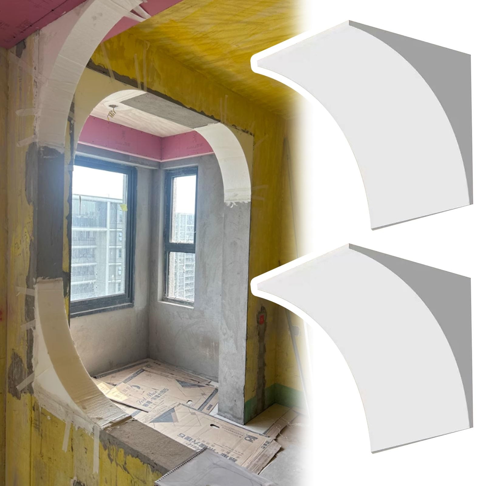 Heavy Duty DIY Arch Doorway Molding Kit Drywall, Living Room Doorway Arch Kit Door Openings Trim Molding, Size Customizable Drywall Form(31x31x31cm)
