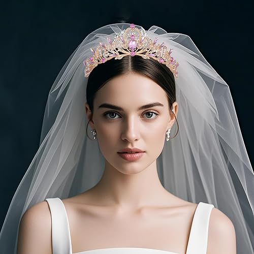 Miniatura 4 de Kamirola Diadema de coronas y tiaras de cristal para niñas o mujeres, fiesta de cumpleaños, boda, graduación, novia, Navidad, San Valentín, TR20,