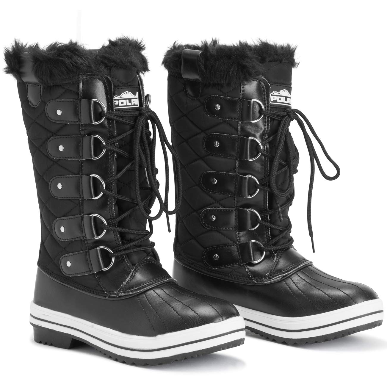 Polar Damen Schnee Stiefel Nylon Tall Wasserdicht Gefüttert Regen Stiefel