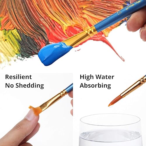 Miniatura 8 de Mr. Pen - Pinceles para pintura acrílica, 10 piezas, mango ergonómico de madera, cerdas sintéticas en diferentes tamaños y formas, pinceles de