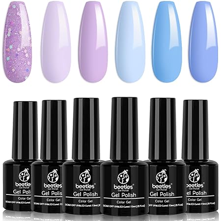 Amazon Com Beetles Gel Nail Polish Set Dreamy Aesthetic 6 Colors Glitter Blue Pink Gel Polish Kit Spring Summer Soak Off Led Gel Manicure Diy Nail Home Beauty Personal Care