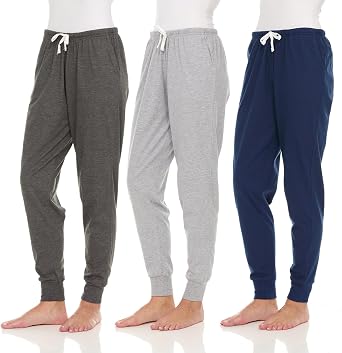 3 Pack Womens Cotton Joggers - 100% Cotton Lounge Athletic Casual Sleep Casual Pajama PJ Pants Sweatpants