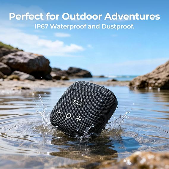 Tribit StormBox Micro 2 Wireless Portable Speaker: 10W Loud Deep Bass Sound, IP67 Waterproof Bike Speaker with Bluetooth 5.3, 12H Playtime, TWS Pairing for Camping Travel Hiking