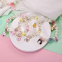 Vista 4 de PinkSheep Bracelets for Kids Girls Pearl Bead Bracelets Teen Jewelry Set Party Favor Costume Princess Pretend Play,Beaded Stretch Charm Bracelet Set
