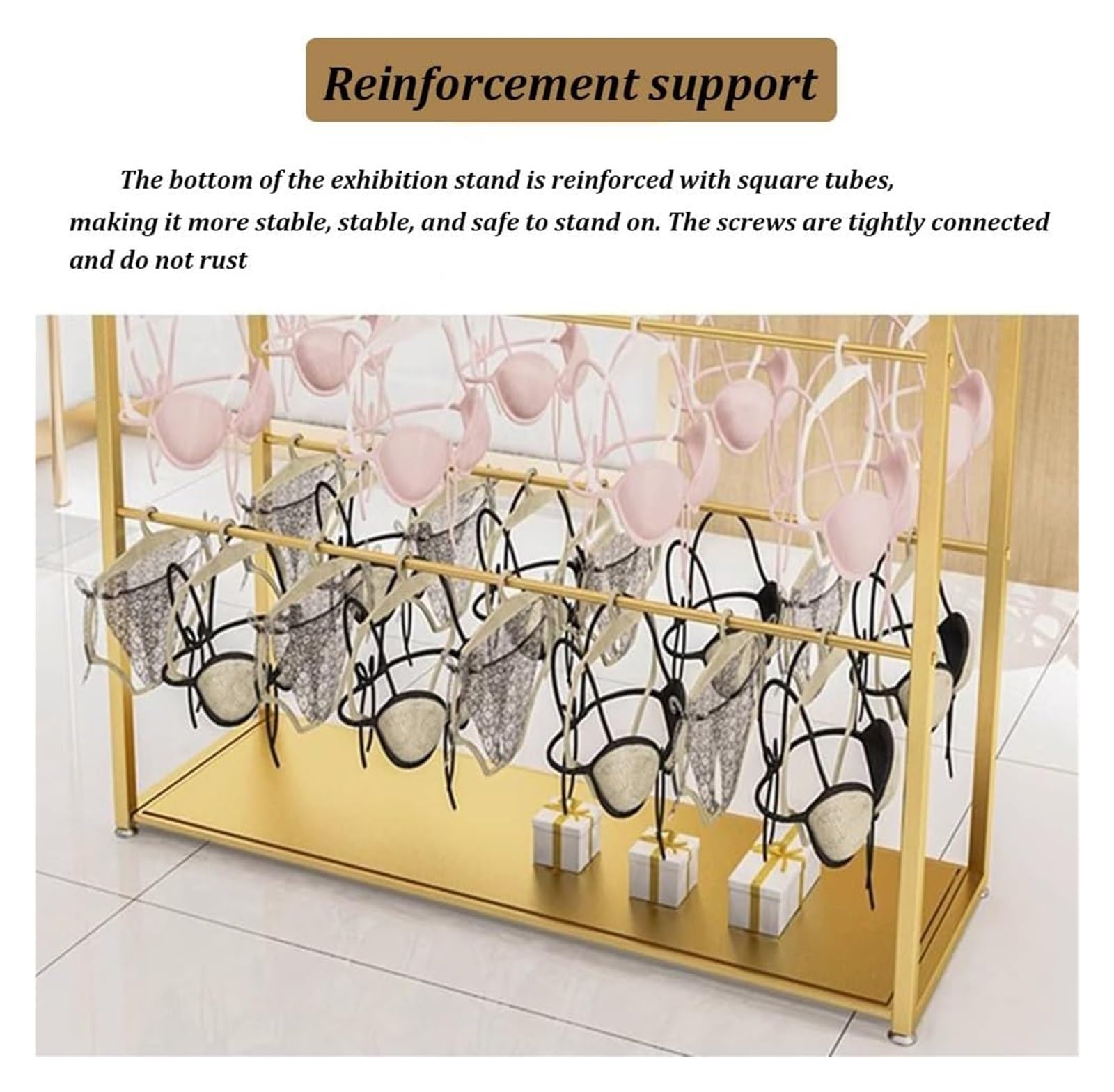 Appendiabiti Multistrato autoportante, Ideale per Reggiseni, Biancheria Intima, Calze e Accessori. Scaffale espositivo Perfetto per Negozi di Abbigliamento e soluzioni di stoccaggi