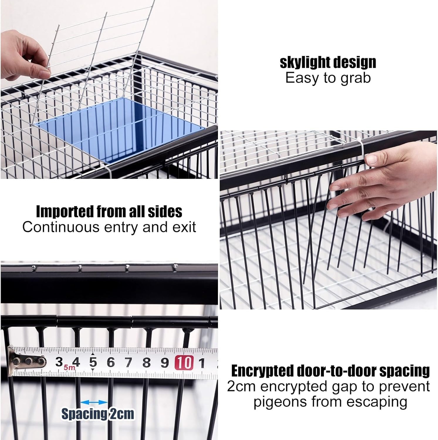 Trampa para Palomas con diseño a Prueba de Escape, jaulas humanas para trampas para Animales Vivos, Jaula para Palomas con Entrada unidireccional, Jaula Trampa para Pollos y pájaros, fácil m
