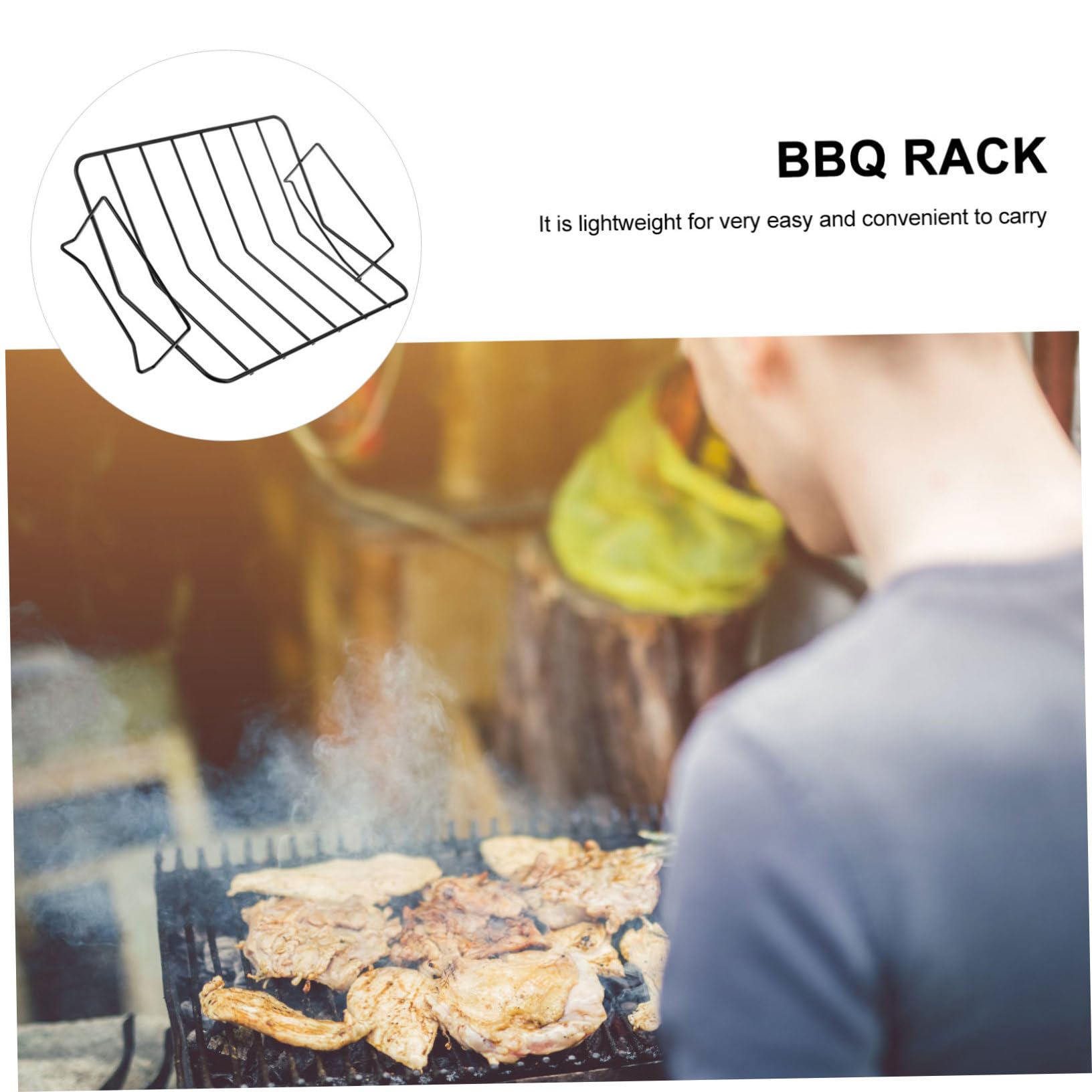 Yardwe 1pezzi Barbecue da Esterno Supporto per Grill Pratico Realizzato in Acciaio al Carbonio Resistente e Sicuro per Uso Prolungato