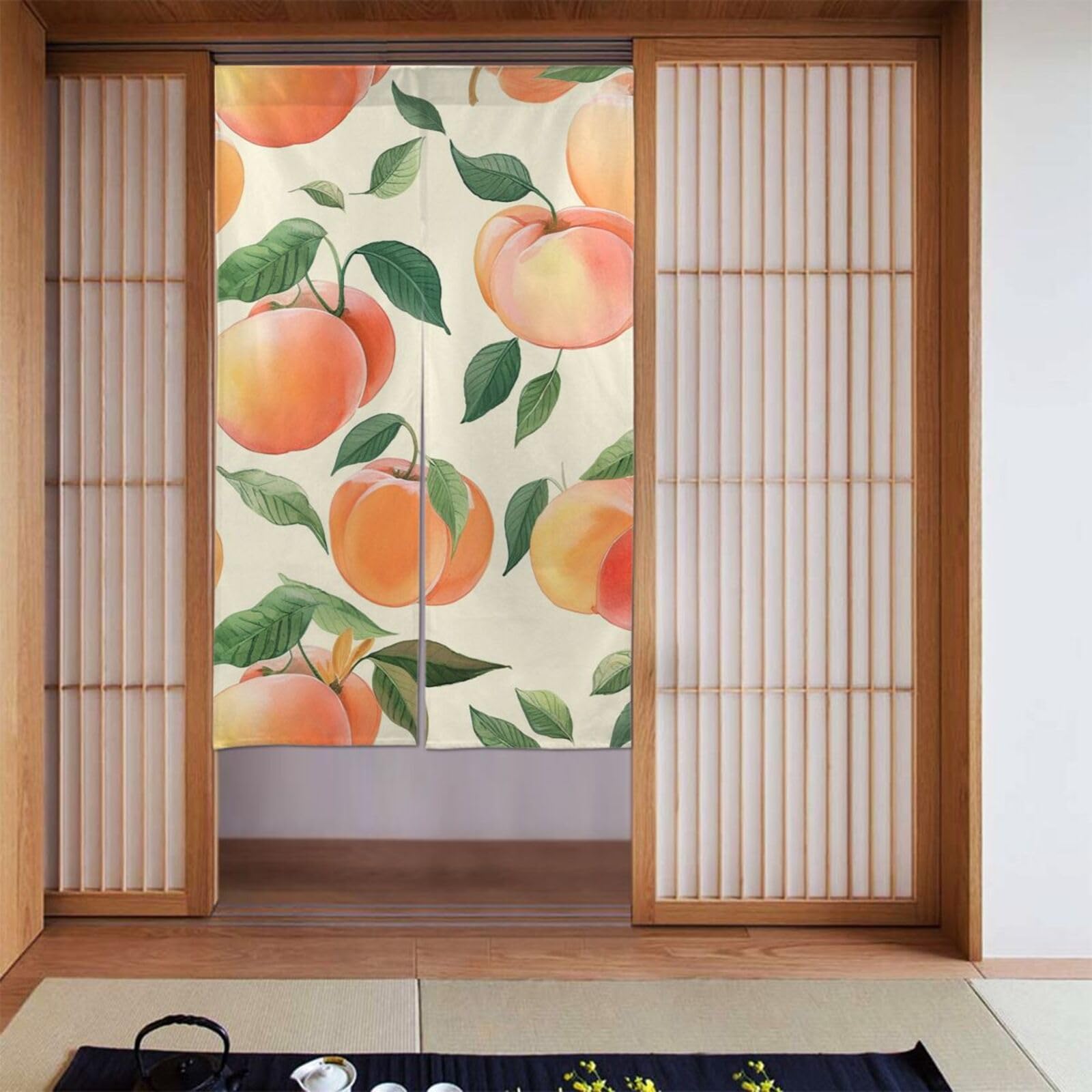 FodPand Personalized Door Curtain for Doorway Privac 34"X 56", Blackout Kitchen Curtains Window Treatment 2 Panel Peach Door Curtain Tapestry Hanging Room Divider Home Decor