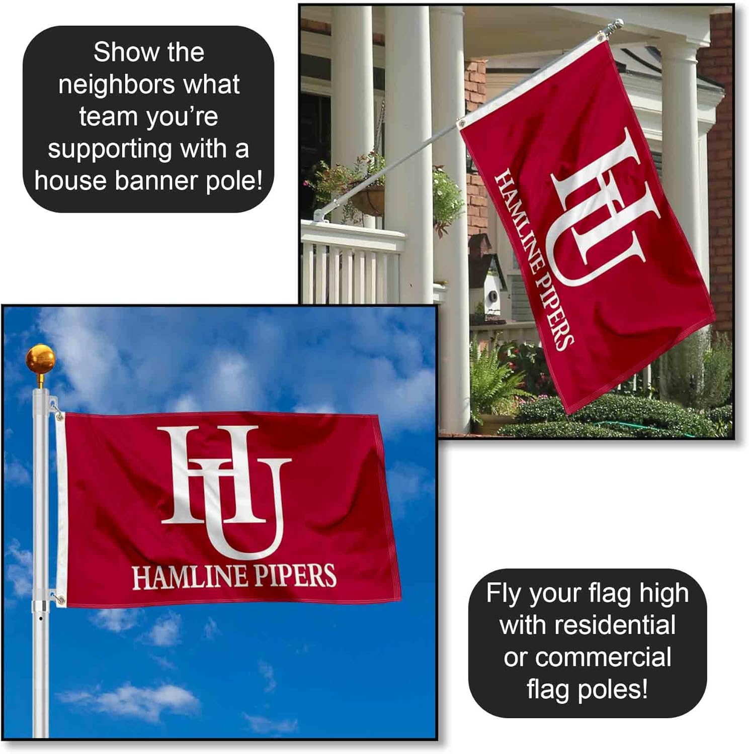 Hamline Pipers HU University Large College Flag