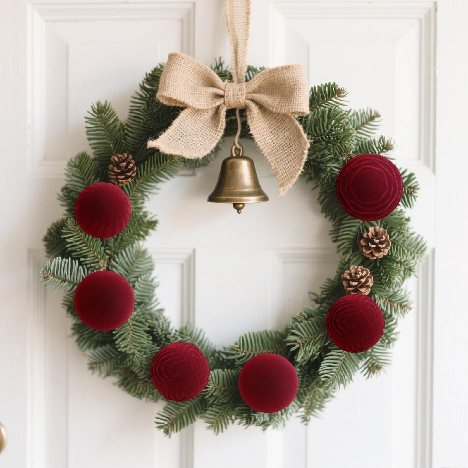 Lot de 35 boules de Noël en velours incassable floqué - Boules décoratives à suspendre pour sapin de Noël, fête, vacances, décoration