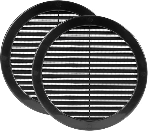 Miniatura 40 de Vent Systems 4 pulgadas (dimensiones de apertura) - Paquete de 5 - Cubierta de ventilación de alero negra - Rejilla de ventilación de aire redonda