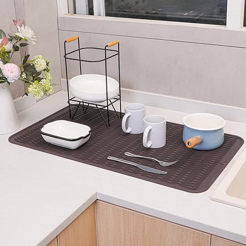 Miniatura 866 de Tapete de silicona para secado de platos para múltiples usos, fácil de limpiar, ecológico, resistente al calor, tapete de silicona para encimera