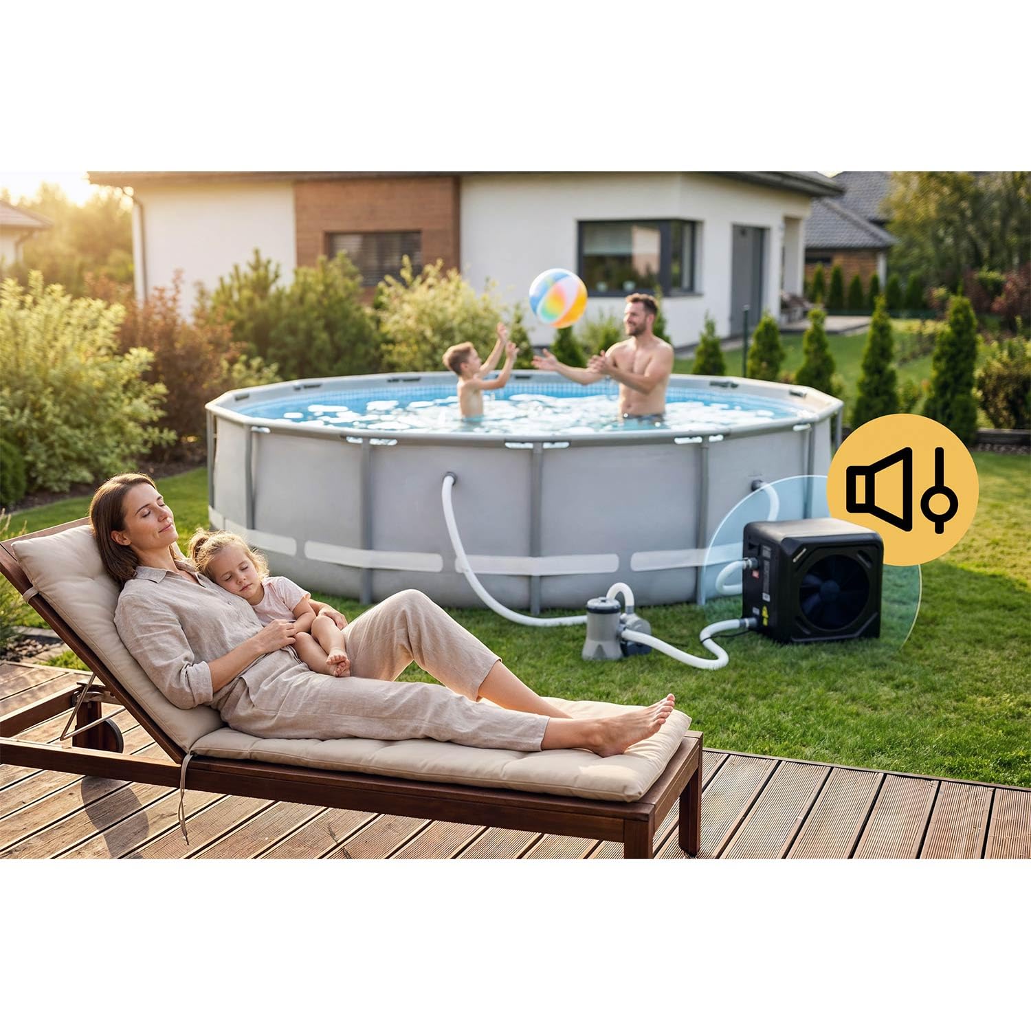 Humberg Pompe à chaleur pour piscine - 3 kW - Chauffage de piscine - Pour piscines jusqu'à 10 000 l - Économie d'énergie - Silencieuse 45 dB - Contrôle par application Wi-Fi, LCD - COP 5,17 - Piscine