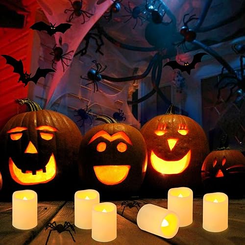 Miniatura 7 de Paquete de 12 velas votivas parpadeantes sin llama de 1.5 x 2 pulgadas, funciona con pilas, velas falsas LED parpadeantes para exteriores, velas de