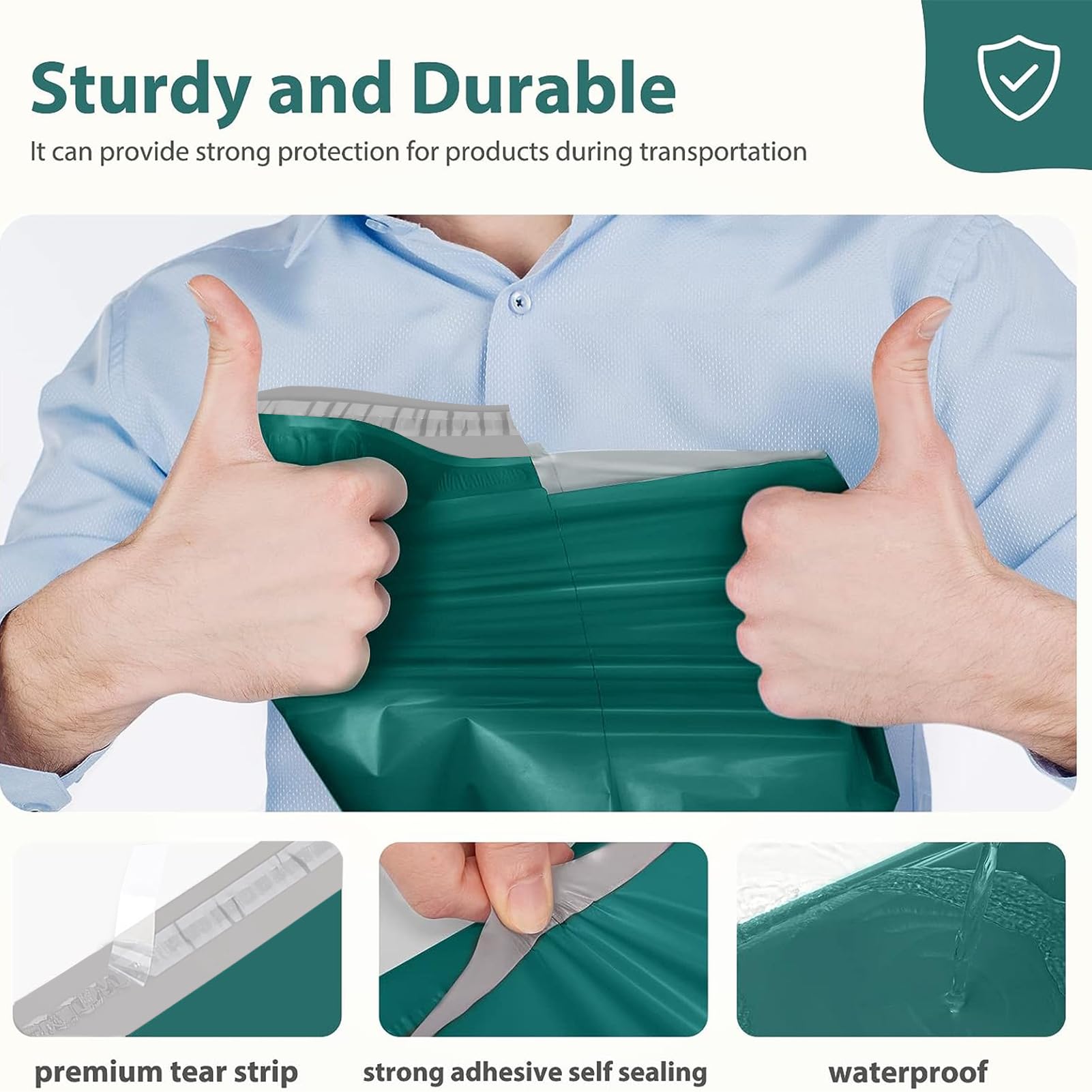 Fuxury Sobres de polietileno de 10 x 13 pulgadas, 100 unidades, bolsas de envío impermeables para ropa, sobres de envío adhesivos fuertes para pequeñas empresas, sobres de polietileno autosellados,