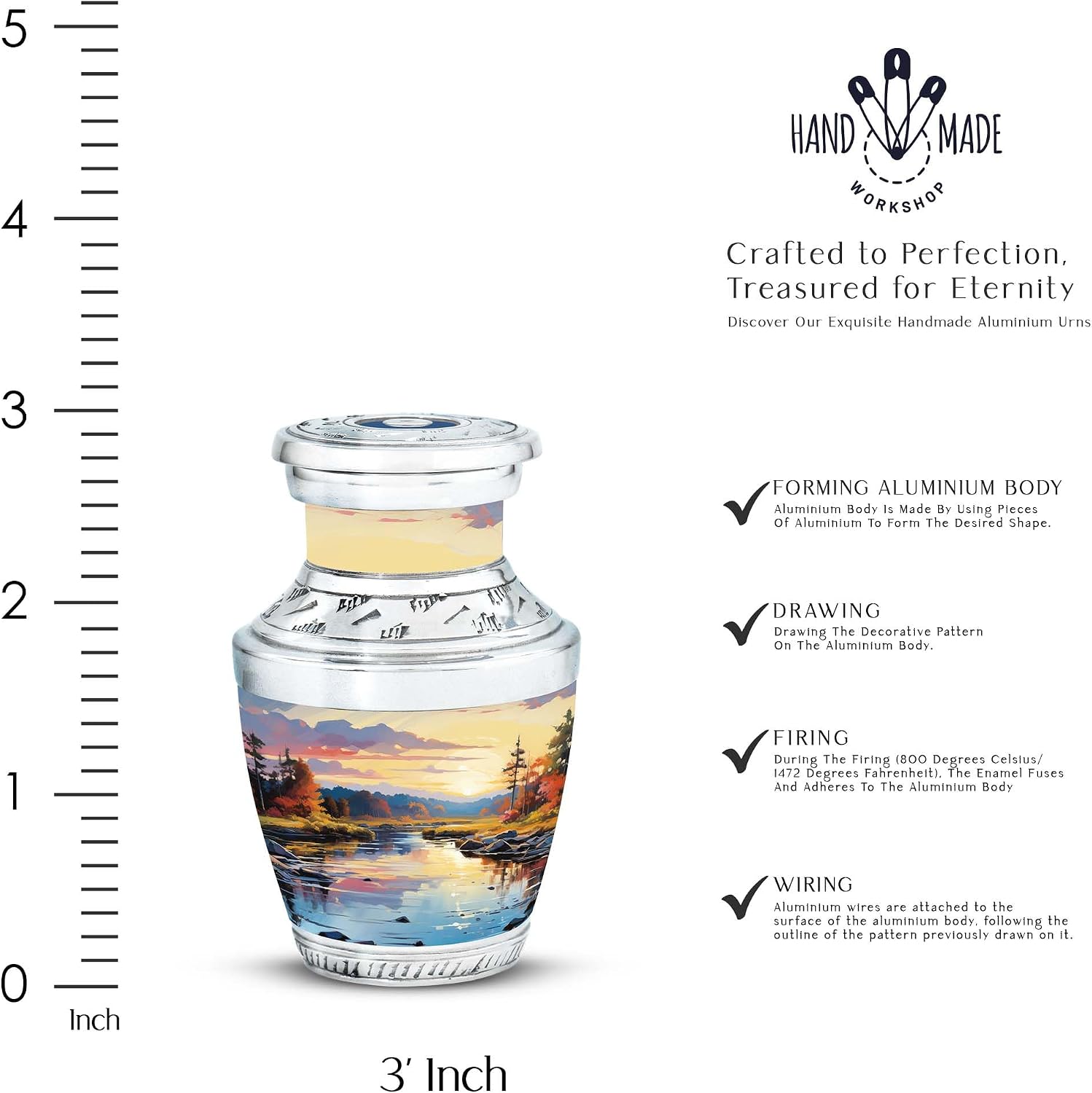 Dusk Descends On A Peaceful River, Cremation Keepsake Urns, Mini Keepsake Funeral Urn, Urn Keepsakes for Ashes, Urn for Ashes Adult Male & Female Small 3''