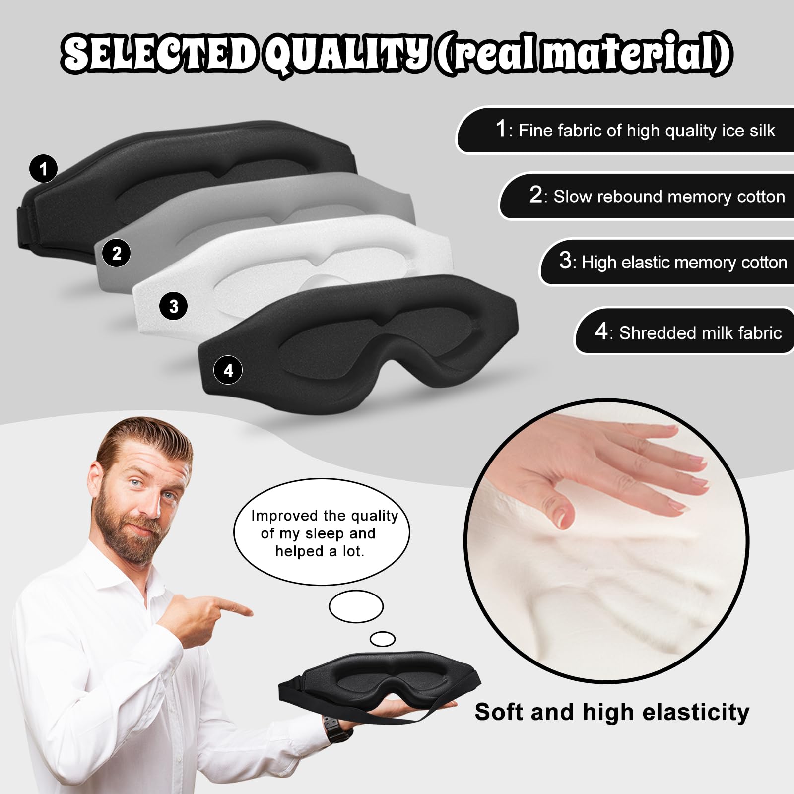 3D-Augenmaske zum Schlafen, ultra-zart, weich, hautfreundlich, 100 % Verdunkelung, Schlafmaske für Schlaf, Wimpernverlängerung, Schlafmaske