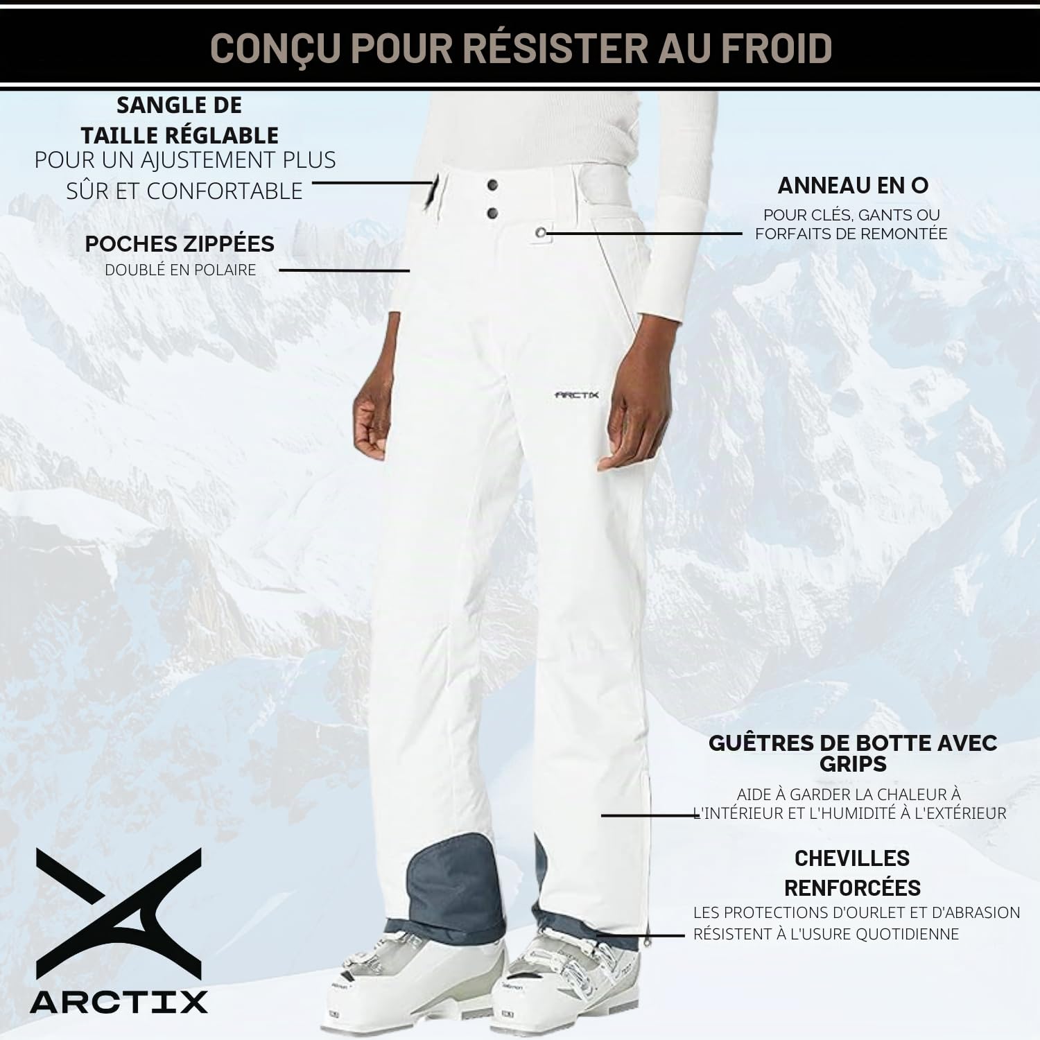 Arctix 36181148 Pantalon de ski Femme Blanc FR : XL (Taille Fabricant : XL)
