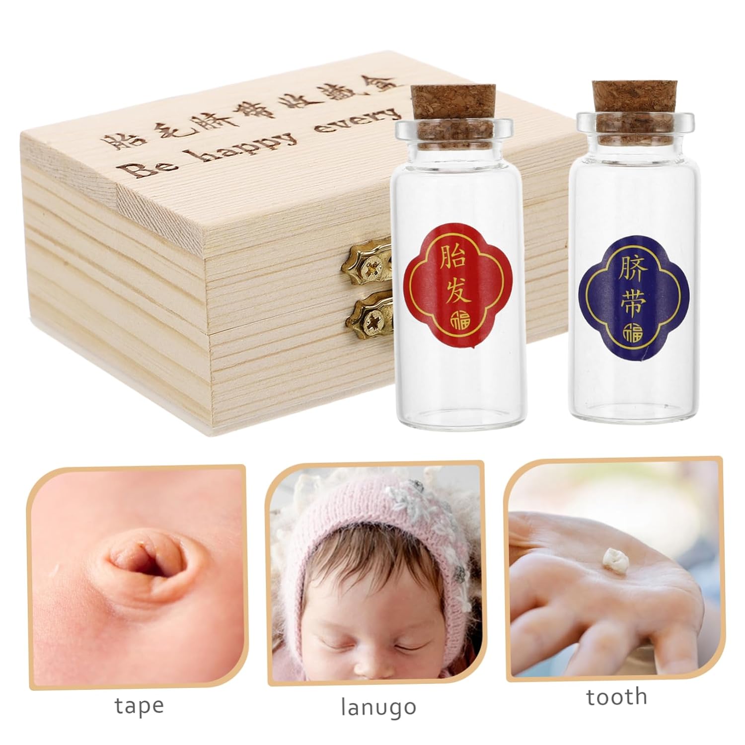 YARNOW First Haircut Keepsake Box Umbilical Cord Fetal Hair Container for Newborn Boy Girl