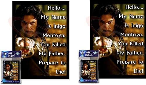 100 protectores de cubierta Inigo Montoya Combo Max Protect Gloss Sleeves 2 Packs  Tamaño estándar para juego Hello, My Name is Inigo Montoya.