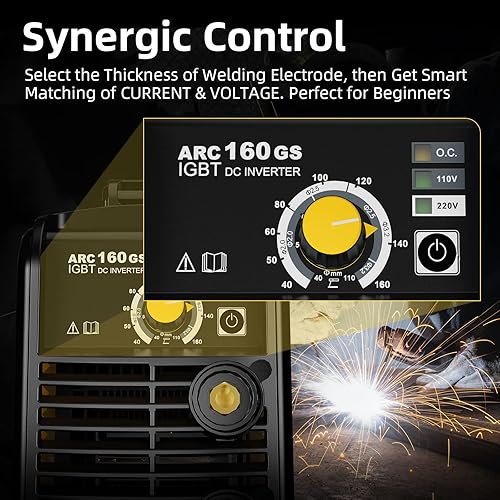 Vista 12 de Soldador de palo 110V/220V, máquina de soldadura por arco 160A, ciclo de alta resistencia IGBT, kit de soldadura MMA de doble voltaje con fuerza