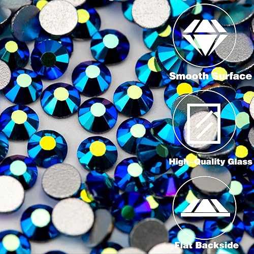 Miniatura 8 de NAISKA Juego de 810 diamantes de imitación para uñas diamantes de imitación 3D para uñas parte trasera plana diamantes de imitación de aurora