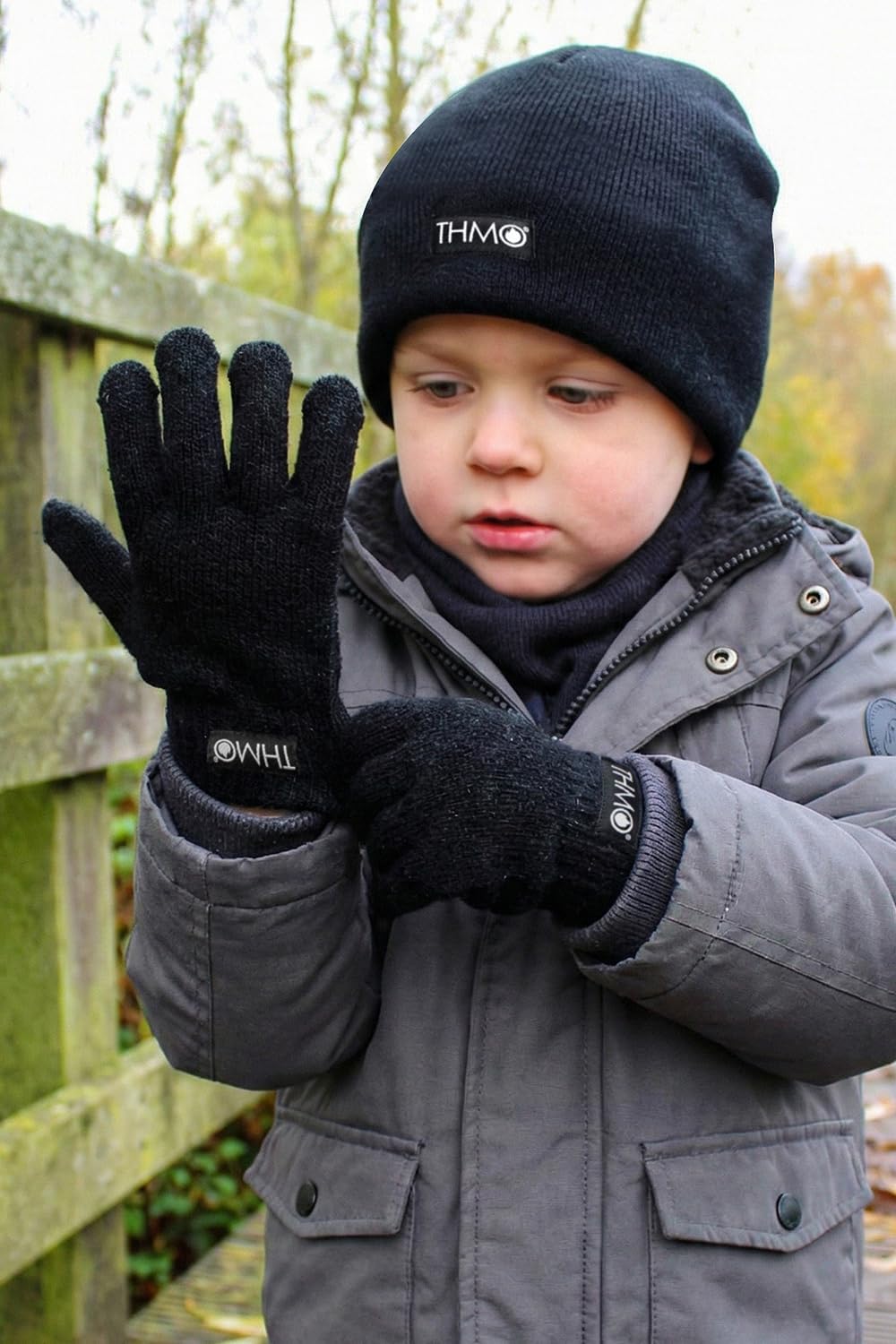 THMO Thinsulate Kids Winter Gloves | Childrens Knitted Thermal Full Finger Gloves