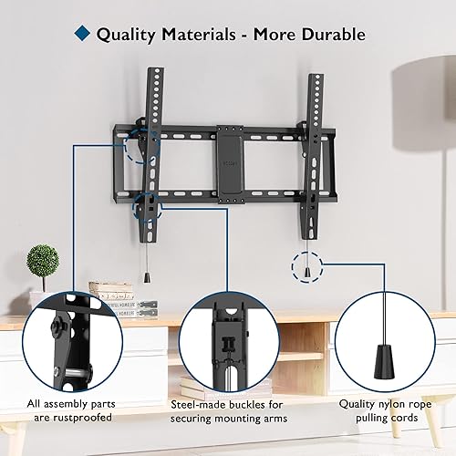 Miniatura 5 de BONTEC Soporte de pared para televisores de 37 a 85 pulgadas, soporte de montaje de TV inclinable para pantallas LED LCD OLED planas curvas, diseño